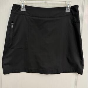 FILA Sport Black Skort Skirt with Zip Pocket Athletic Golf Tennis